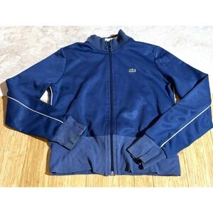 Lacoste Unisex Blue Zip Up Fleece Navy Blue‎ Jacket - Size 38 Small Circle Zip